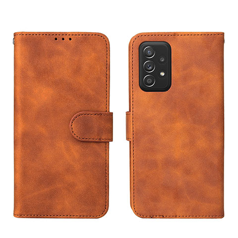 Coque Portefeuille Livre Cuir Etui Clapet L01Z pour Samsung Galaxy A52s 5G Marron