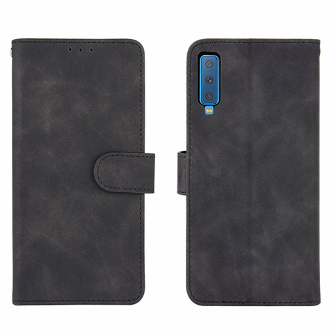 Coque Portefeuille Livre Cuir Etui Clapet L01Z pour Samsung Galaxy A7 (2018) A750 Noir