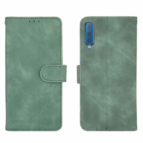 Coque Portefeuille Livre Cuir Etui Clapet L01Z pour Samsung Galaxy A7 (2018) A750 Vert