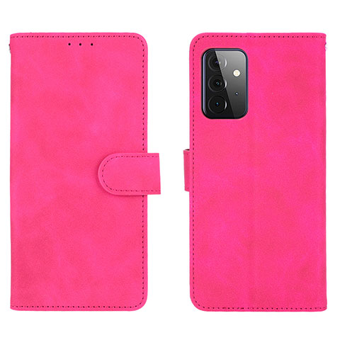 Coque Portefeuille Livre Cuir Etui Clapet L01Z pour Samsung Galaxy A72 4G Rose Rouge