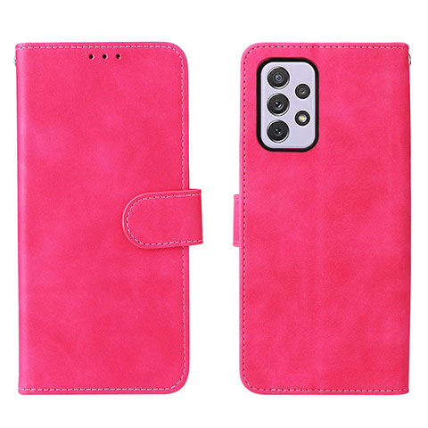 Coque Portefeuille Livre Cuir Etui Clapet L01Z pour Samsung Galaxy A73 5G Rose Rouge