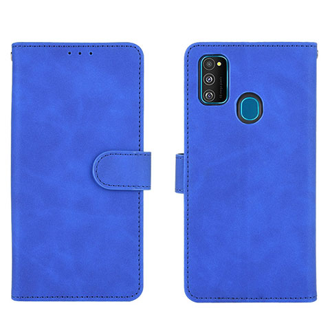 Coque Portefeuille Livre Cuir Etui Clapet L01Z pour Samsung Galaxy M30s Bleu