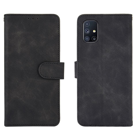 Coque Portefeuille Livre Cuir Etui Clapet L01Z pour Samsung Galaxy M51 Noir