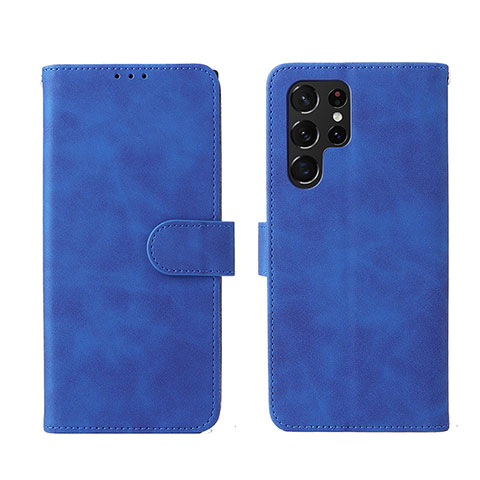 Coque Portefeuille Livre Cuir Etui Clapet L01Z pour Samsung Galaxy S23 Ultra 5G Bleu