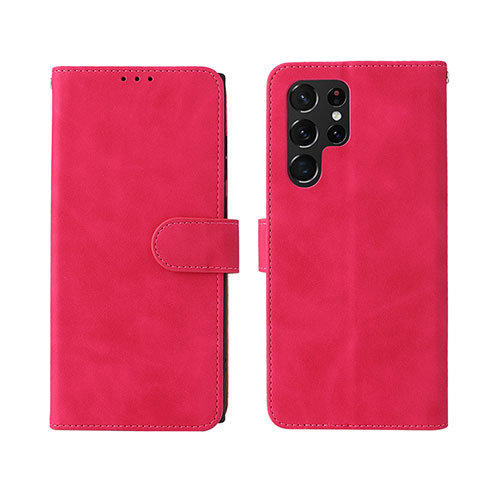 Coque Portefeuille Livre Cuir Etui Clapet L01Z pour Samsung Galaxy S25 Ultra 5G Rose Rouge