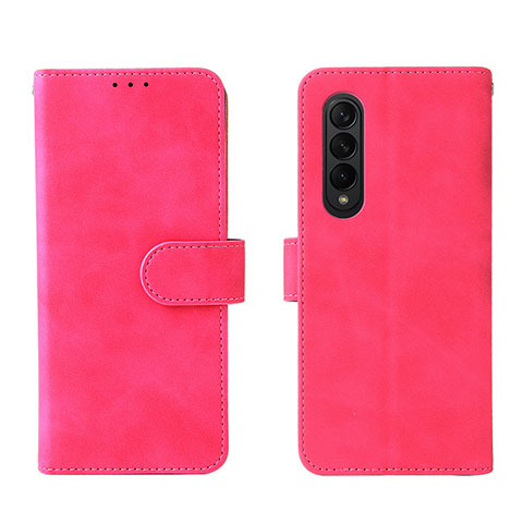 Coque Portefeuille Livre Cuir Etui Clapet L01Z pour Samsung Galaxy Z Fold3 5G Rose Rouge