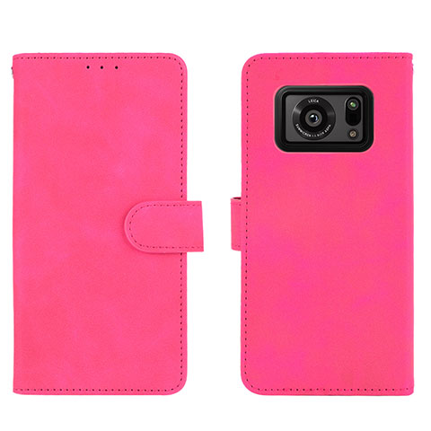 Coque Portefeuille Livre Cuir Etui Clapet L01Z pour Sharp Aquos R6 Rose Rouge