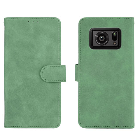 Coque Portefeuille Livre Cuir Etui Clapet L01Z pour Sharp Aquos R6 Vert