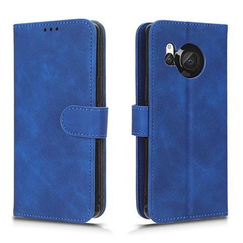 Coque Portefeuille Livre Cuir Etui Clapet L01Z pour Sharp Aquos R8 Bleu