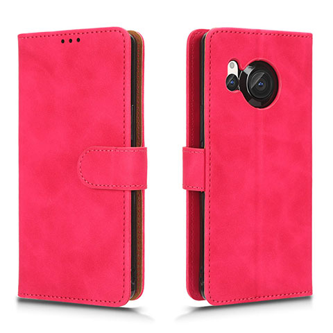 Coque Portefeuille Livre Cuir Etui Clapet L01Z pour Sharp Aquos R8 Rose Rouge