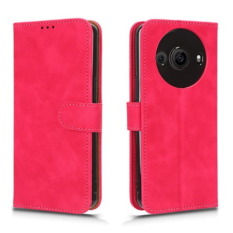 Coque Portefeuille Livre Cuir Etui Clapet L01Z pour Sharp Aquos R8s Pro Rose Rouge