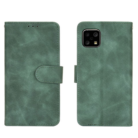 Coque Portefeuille Livre Cuir Etui Clapet L01Z pour Sharp Aquos Sense4 Basic Vert