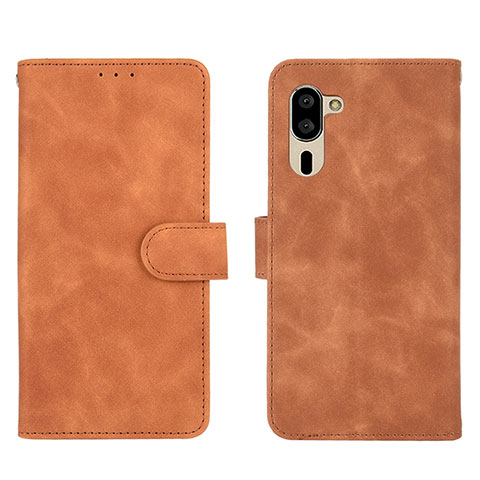 Coque Portefeuille Livre Cuir Etui Clapet L01Z pour Sharp Simple Sumaho 5 Marron