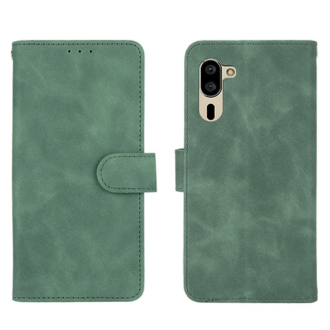 Coque Portefeuille Livre Cuir Etui Clapet L01Z pour Sharp Simple Sumaho 5 Vert