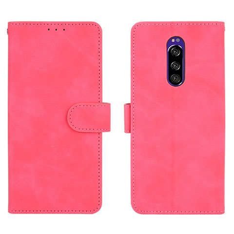 Coque Portefeuille Livre Cuir Etui Clapet L01Z pour Sony Xperia 1 Rose Rouge