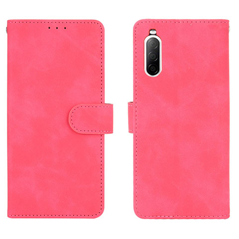 Coque Portefeuille Livre Cuir Etui Clapet L01Z pour Sony Xperia 10 II Rose Rouge