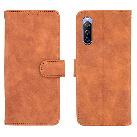 Coque Portefeuille Livre Cuir Etui Clapet L01Z pour Sony Xperia 10 III Lite Marron