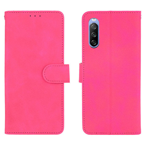 Coque Portefeuille Livre Cuir Etui Clapet L01Z pour Sony Xperia 10 III Lite Rose Rouge