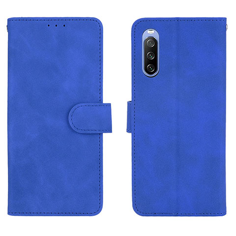 Coque Portefeuille Livre Cuir Etui Clapet L01Z pour Sony Xperia 10 III SO-52B Bleu