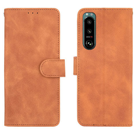 Coque Portefeuille Livre Cuir Etui Clapet L01Z pour Sony Xperia 5 III Marron