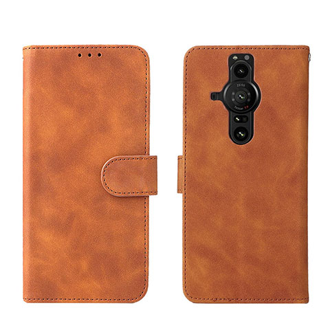 Coque Portefeuille Livre Cuir Etui Clapet L01Z pour Sony Xperia PRO-I Marron