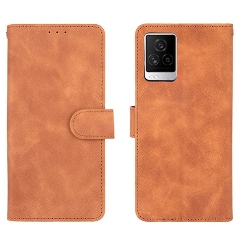 Coque Portefeuille Livre Cuir Etui Clapet L01Z pour Vivo iQOO 7 5G Marron