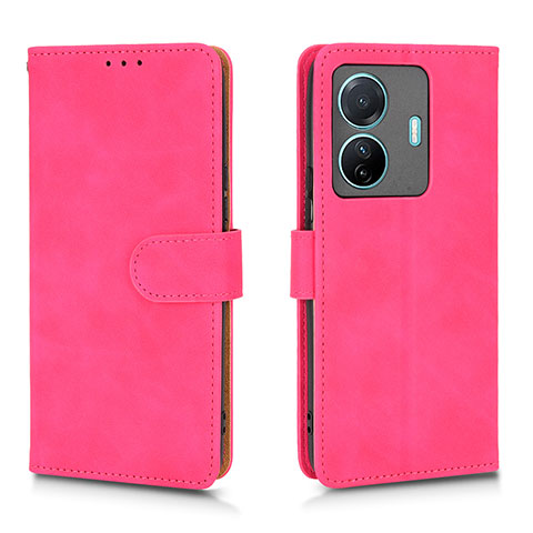 Coque Portefeuille Livre Cuir Etui Clapet L01Z pour Vivo iQOO Z6 Pro 5G Rose Rouge