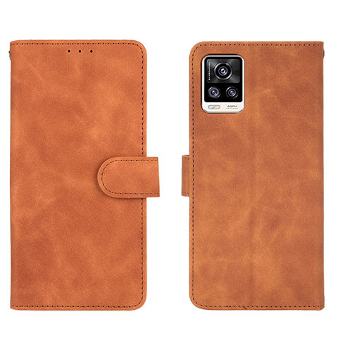 Coque Portefeuille Livre Cuir Etui Clapet L01Z pour Vivo V20 (2021) Marron