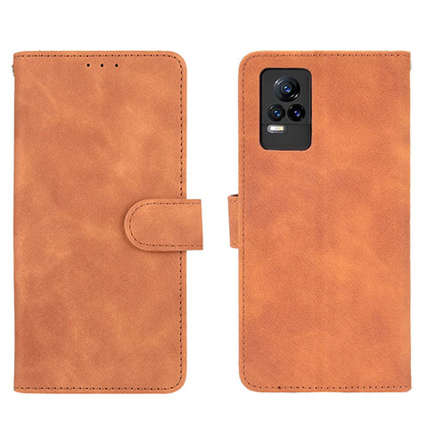 Coque Portefeuille Livre Cuir Etui Clapet L01Z pour Vivo V21e 4G Marron