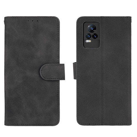 Coque Portefeuille Livre Cuir Etui Clapet L01Z pour Vivo V21e 4G Noir