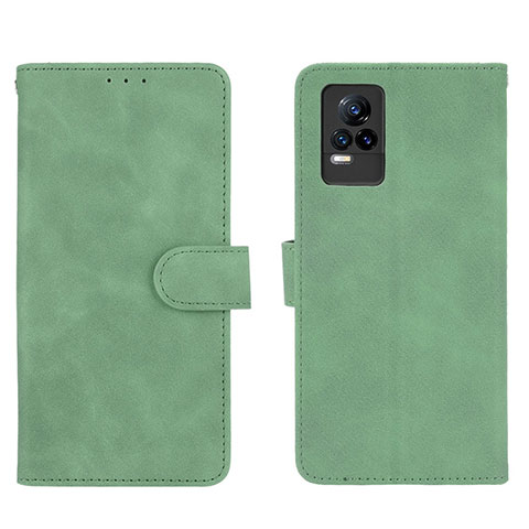 Coque Portefeuille Livre Cuir Etui Clapet L01Z pour Vivo V21e 4G Vert