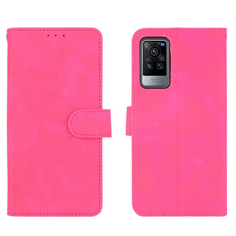 Coque Portefeuille Livre Cuir Etui Clapet L01Z pour Vivo X60 Pro 5G Rose Rouge