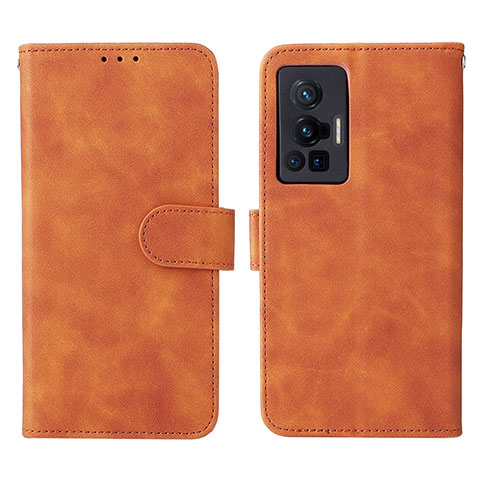 Coque Portefeuille Livre Cuir Etui Clapet L01Z pour Vivo X70 Pro 5G Marron