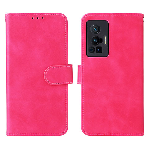 Coque Portefeuille Livre Cuir Etui Clapet L01Z pour Vivo X70 Pro 5G Rose Rouge