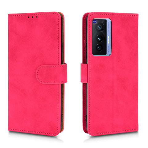 Coque Portefeuille Livre Cuir Etui Clapet L01Z pour Vivo X70t Rose Rouge