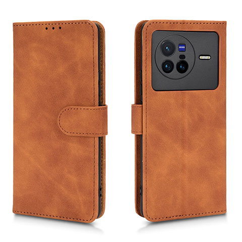 Coque Portefeuille Livre Cuir Etui Clapet L01Z pour Vivo X80 5G Marron