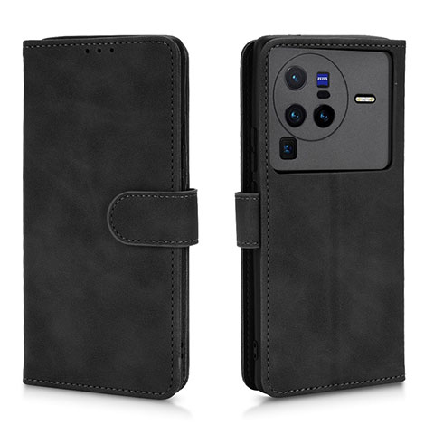 Coque Portefeuille Livre Cuir Etui Clapet L01Z pour Vivo X80 Pro 5G Noir