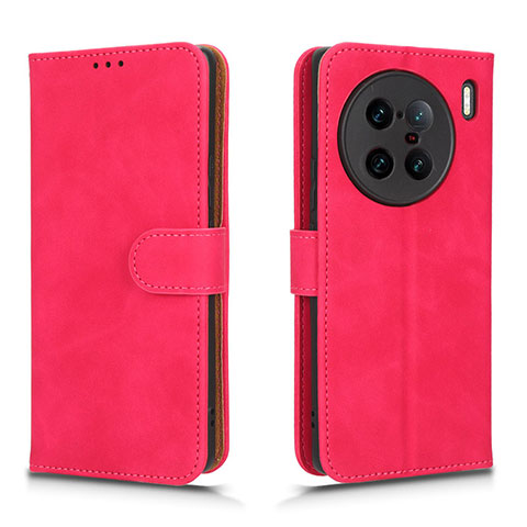 Coque Portefeuille Livre Cuir Etui Clapet L01Z pour Vivo X90 Pro+ Plus 5G Rose Rouge