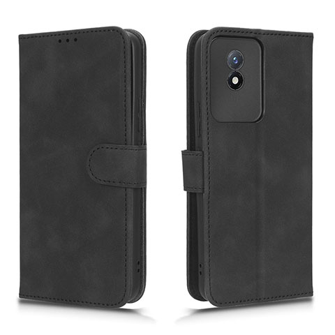 Coque Portefeuille Livre Cuir Etui Clapet L01Z pour Vivo Y02 Noir