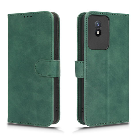 Coque Portefeuille Livre Cuir Etui Clapet L01Z pour Vivo Y02 Vert