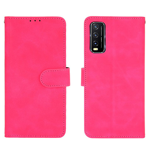 Coque Portefeuille Livre Cuir Etui Clapet L01Z pour Vivo Y11s Rose Rouge