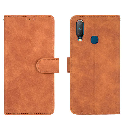 Coque Portefeuille Livre Cuir Etui Clapet L01Z pour Vivo Y12 Marron