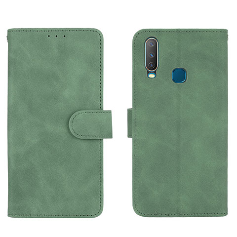 Coque Portefeuille Livre Cuir Etui Clapet L01Z pour Vivo Y12 Vert