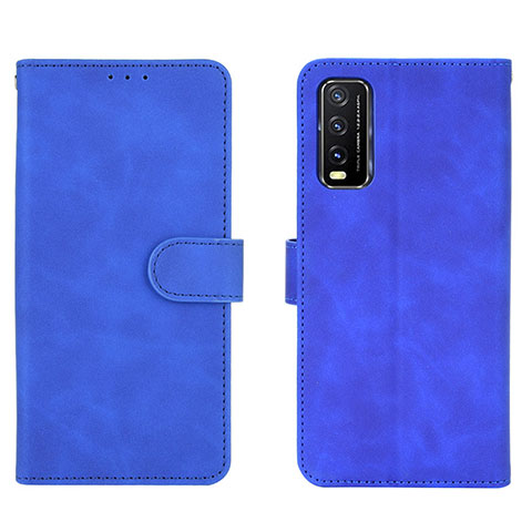 Coque Portefeuille Livre Cuir Etui Clapet L01Z pour Vivo Y12A Bleu