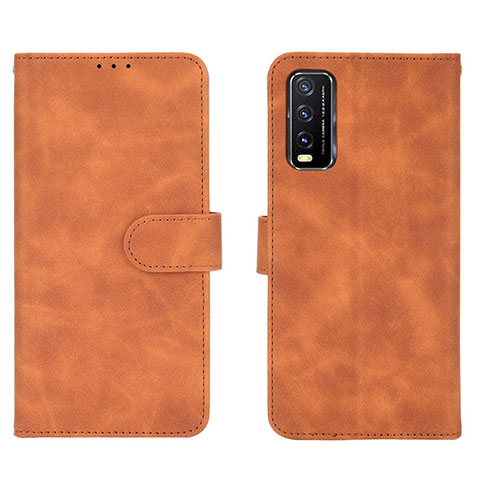 Coque Portefeuille Livre Cuir Etui Clapet L01Z pour Vivo Y12s (2021) Marron