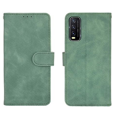 Coque Portefeuille Livre Cuir Etui Clapet L01Z pour Vivo Y12s (2021) Vert