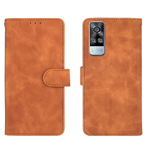 Coque Portefeuille Livre Cuir Etui Clapet L01Z pour Vivo Y31 (2021) Marron