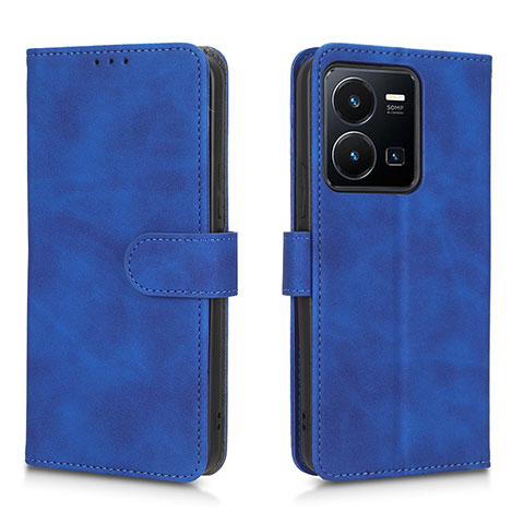 Coque Portefeuille Livre Cuir Etui Clapet L01Z pour Vivo Y35 4G Bleu