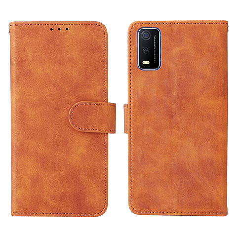 Coque Portefeuille Livre Cuir Etui Clapet L01Z pour Vivo Y3s (2021) Marron