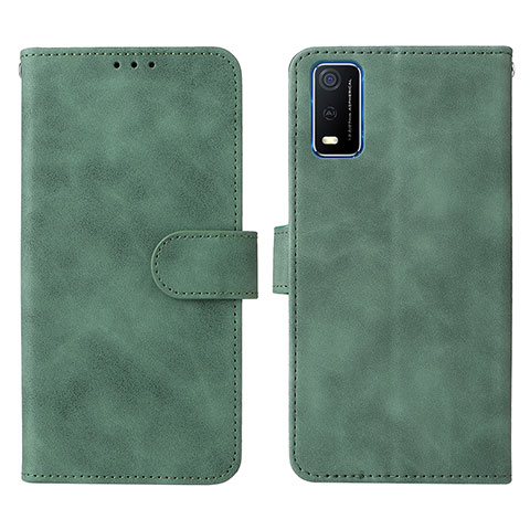 Coque Portefeuille Livre Cuir Etui Clapet L01Z pour Vivo Y3s (2021) Vert